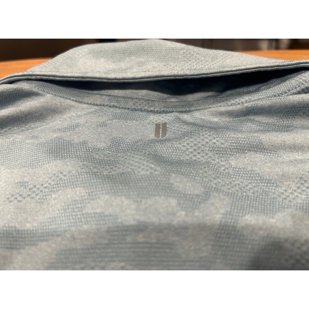 NOBULL Mens Textured Polo Shirt Large Blue Camo Lightweight Short Sleeve Golf L - Picture 6 of 7